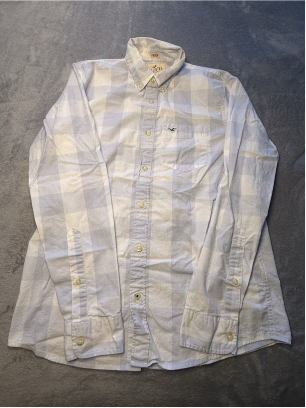Hollister Mens Light Blue Plaid Button Down LongSleeve Size Medium